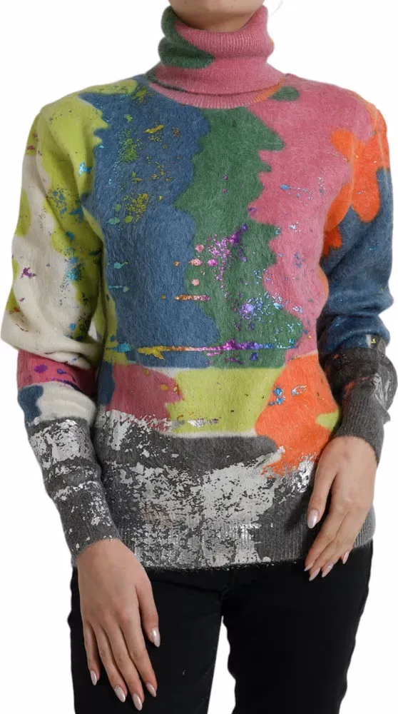 Dolce & Gabbana Multicolor Mohair Turtleneck Pullover Sweater