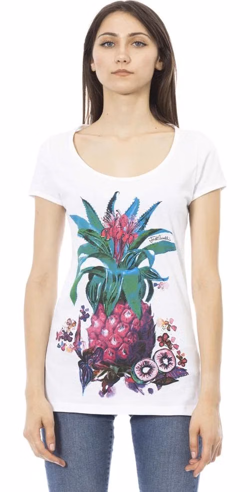 Just Cavalli White Cotton Women T-Shirt