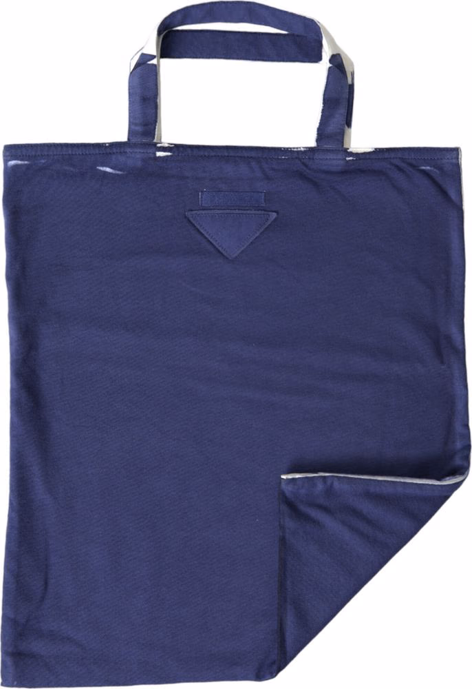 Prada Blue Jersey Fabric Logo Shoulder Shopping Tote Shopping Bag