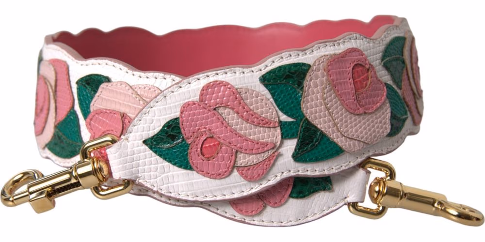 Dolce & Gabbana White Floral Leather Accessory Shoulder Strap