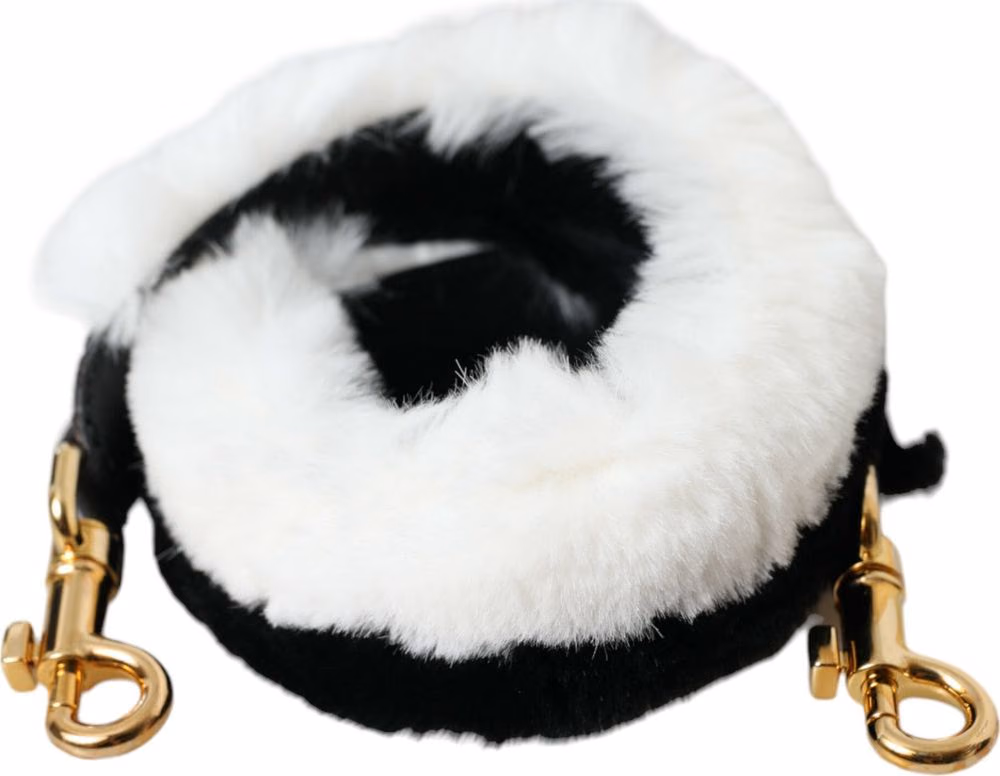 Dolce & Gabbana Black White Lapin Fur Accessory Shoulder Strap