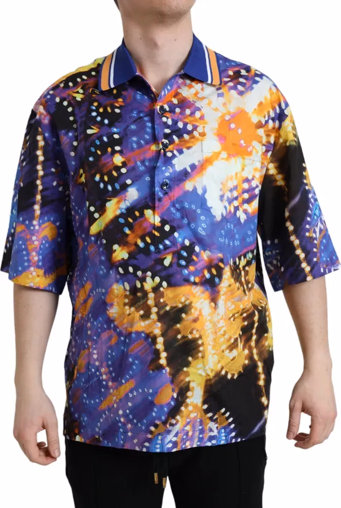 Dolce & Gabbana Multicolor Luminarie Print Cotton Casual Shirt