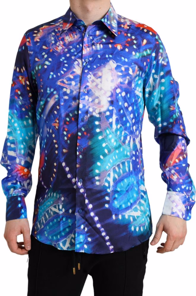 Dolce & Gabbana Purple Luminarie Silk Slim MARTINI Shirt