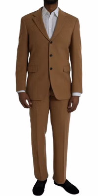 Brown Cashmere 2 Piece Single Breasted Suit