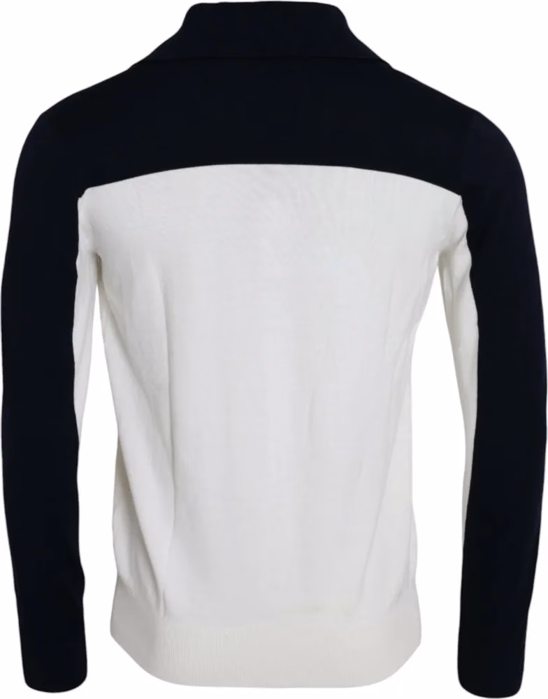 Dolce & Gabbana White Black SICILIA Henley Shirt Pullover Sweater