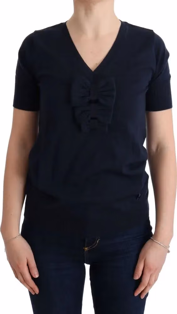 MARGHI LO' Blue 100% Lana Wool Blouse Top