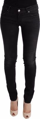 Black Denim Cotton Bottoms Slim Fit Jeans