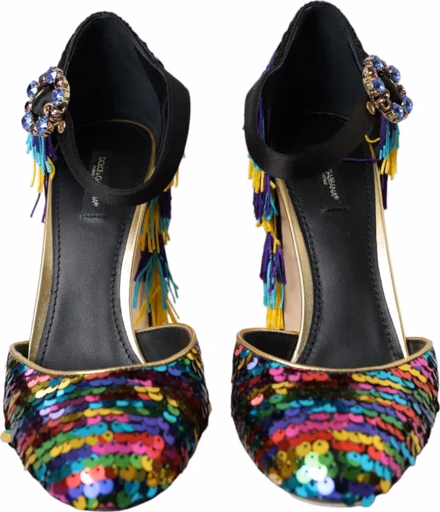 Dolce & Gabbana Multicolor Sequin Crystal Mary Jane Shoes