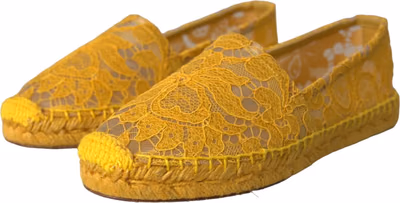 Yellow Taormina Lace Espadrille Loafers Flats Shoes