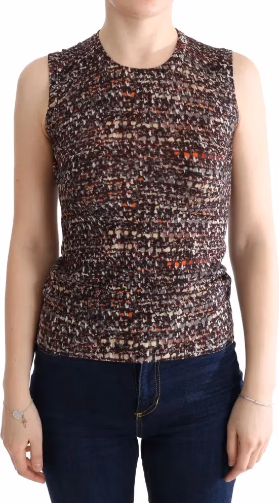 Dolce & Gabbana Multicolor Print Knit Top Wool T-shirt