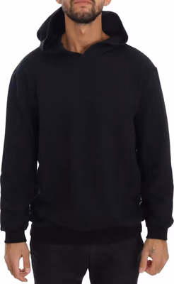 Black Gym Casual Hooded Cotton Sweater