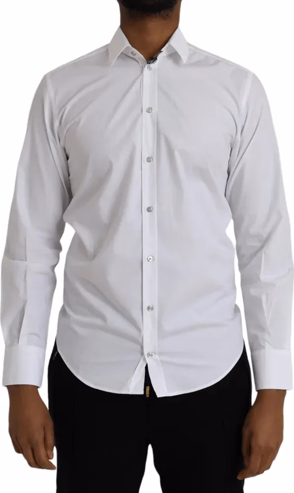 Dolce & Gabbana White Cotton Long Sleeve Dress MARTINI Shirt