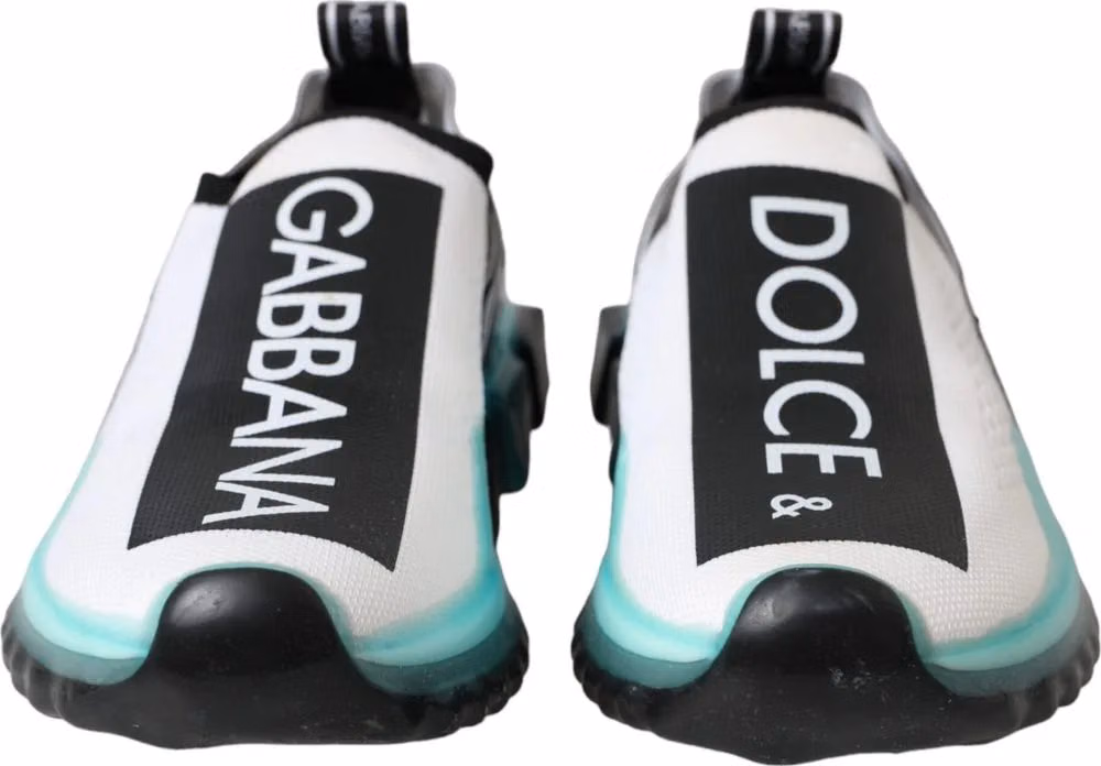 Dolce & Gabbana Black White Blue Slip On Sorrento Sneakers Shoes