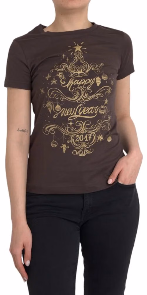 Dolce & Gabbana Brown Crewneck 2017 Motive Print T-shirt