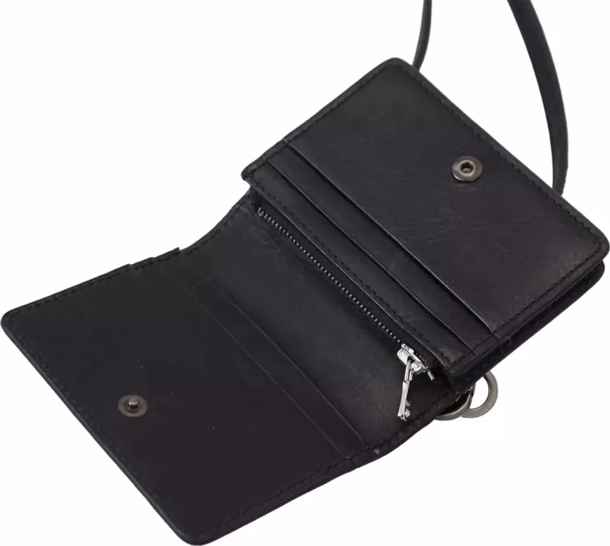 Dolce & Gabbana Black Leather Bifold Shoulder Sling Women Wallet
