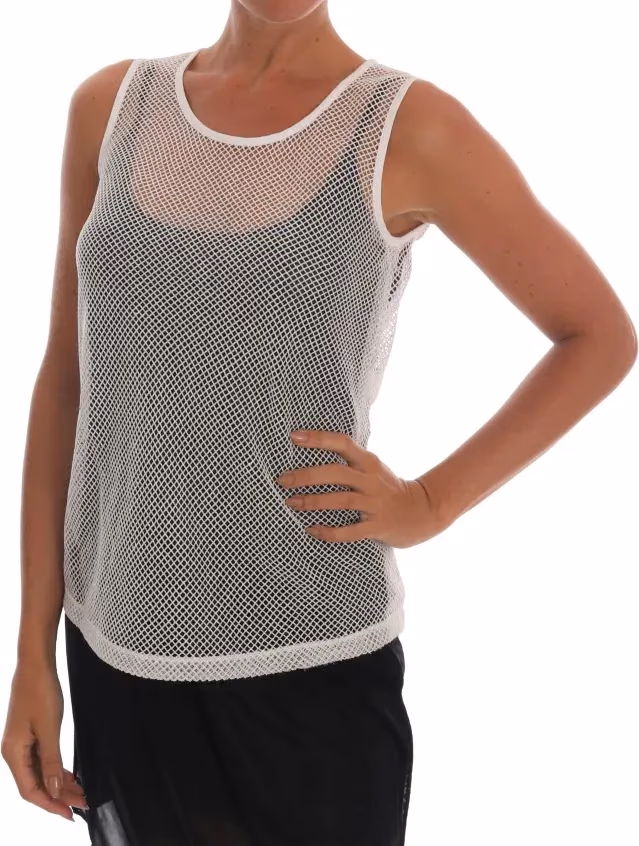 Dolce & Gabbana White Net Tank Transparent Top