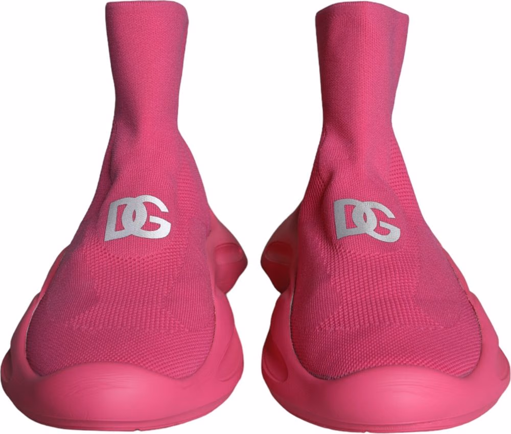 Dolce & Gabbana Pink Logo Print Slip On Socks Sneakers Shoes