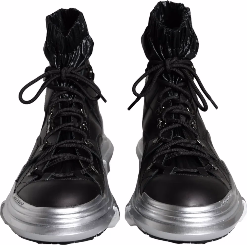 Dolce & Gabbana Black Nylon Galileo High Top Sneakers Shoes