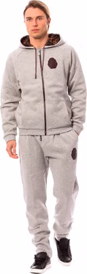 Gray Cotton Hooded Sweatsuit