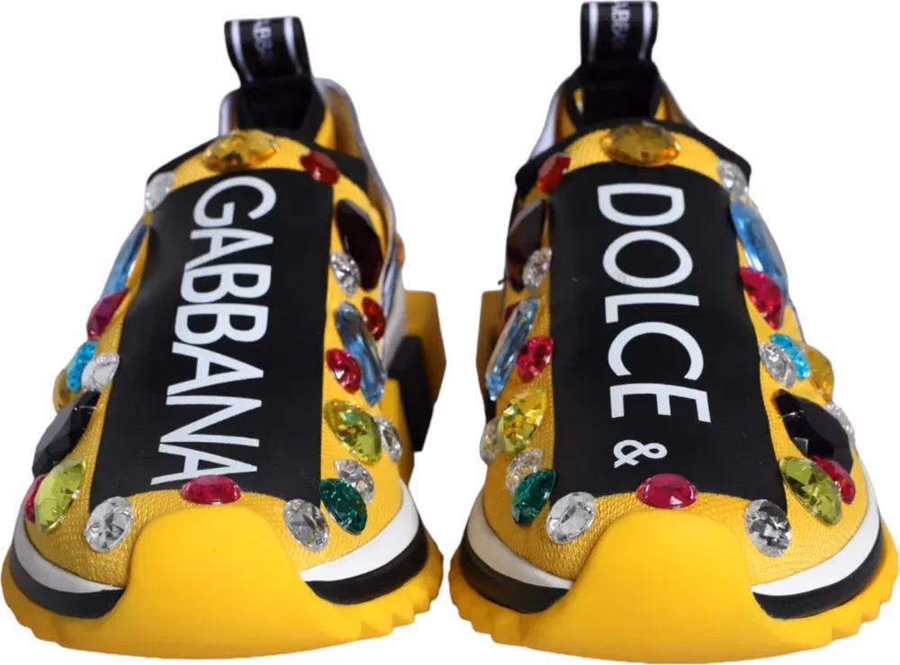 Dolce & Gabbana Yellow Sorrento Crystals Sneakers Womens Shoes