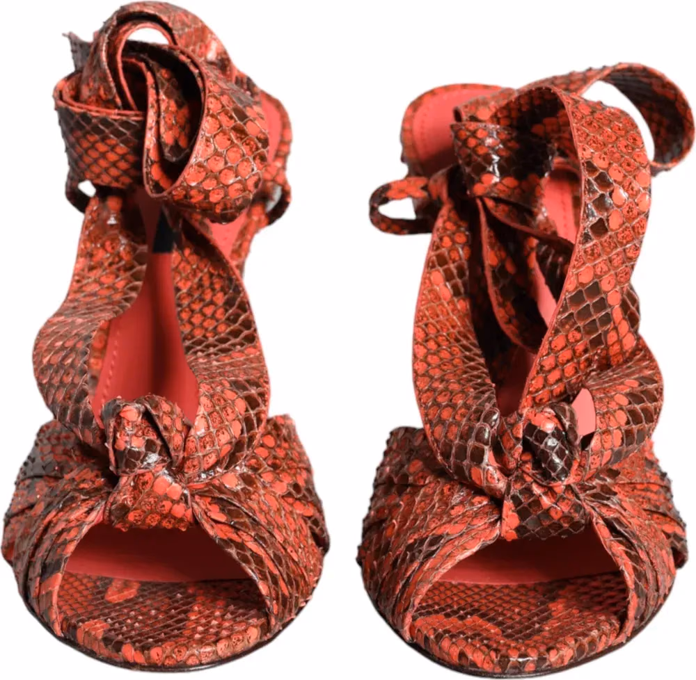 Dolce & Gabbana Coral Exotic Leather Heels Sandals Shoes