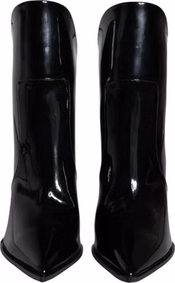 Black Patent Leather Pointed Ankle Boots Shoes