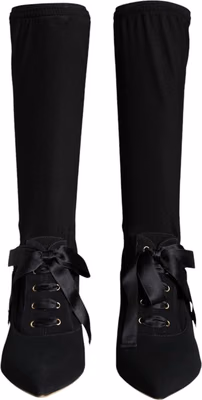Black Stiletto Heels Mid Calf Boots Shoes