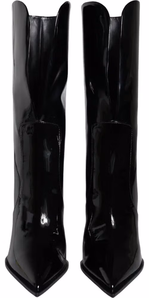 Dolce & Gabbana Black Patent Leather Mid Calf Boots Shoes