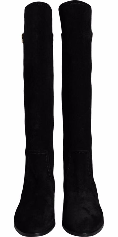 Dolce & Gabbana Black Suede Leather Knee High Boots Shoes