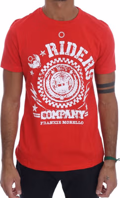 Red Cotton RIDERS Crewneck T-Shirt