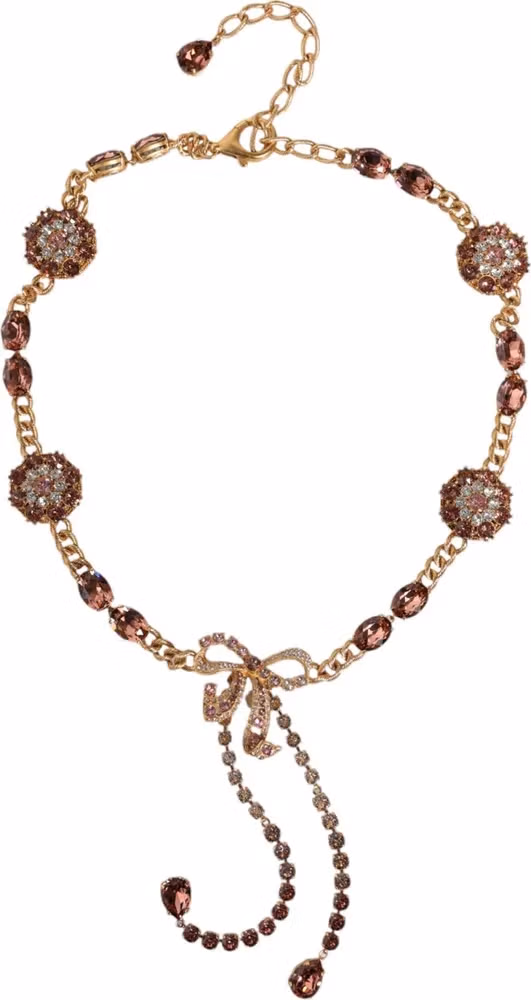 Dolce & Gabbana Gold Tone Brass Crystal Embellished Belt