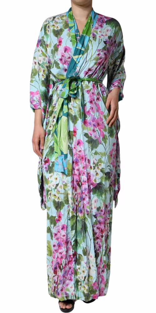 Dolce & Gabbana Multicolor Floral Silk Stretch Wrap Dress