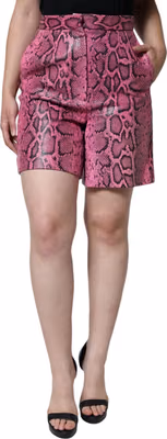 Pink Leather High Waist Hot Pants Shorts