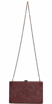 Maroon Leather Clutch Evening Crossbody Bag
