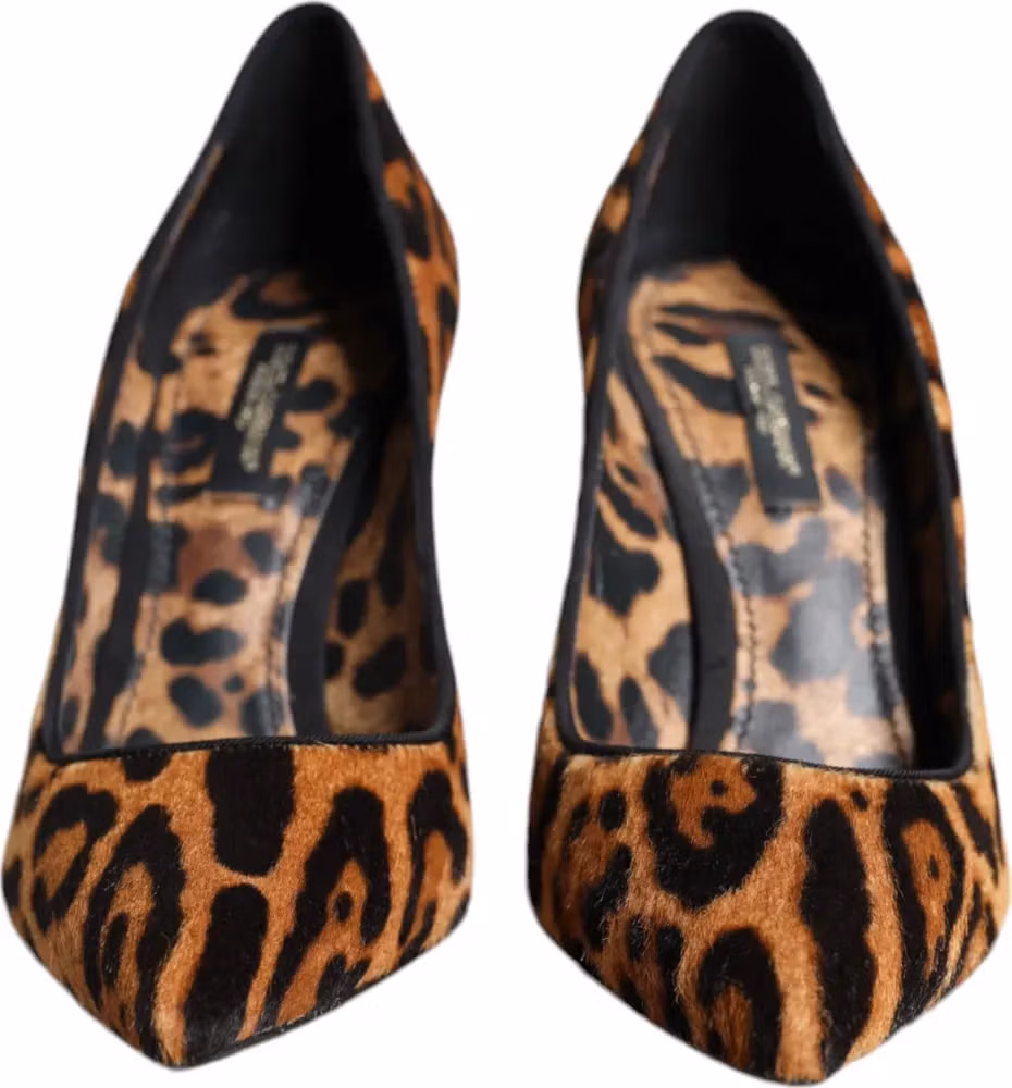 Dolce & Gabbana Brown Leopard Calf Hair Heels Pumps Shoes