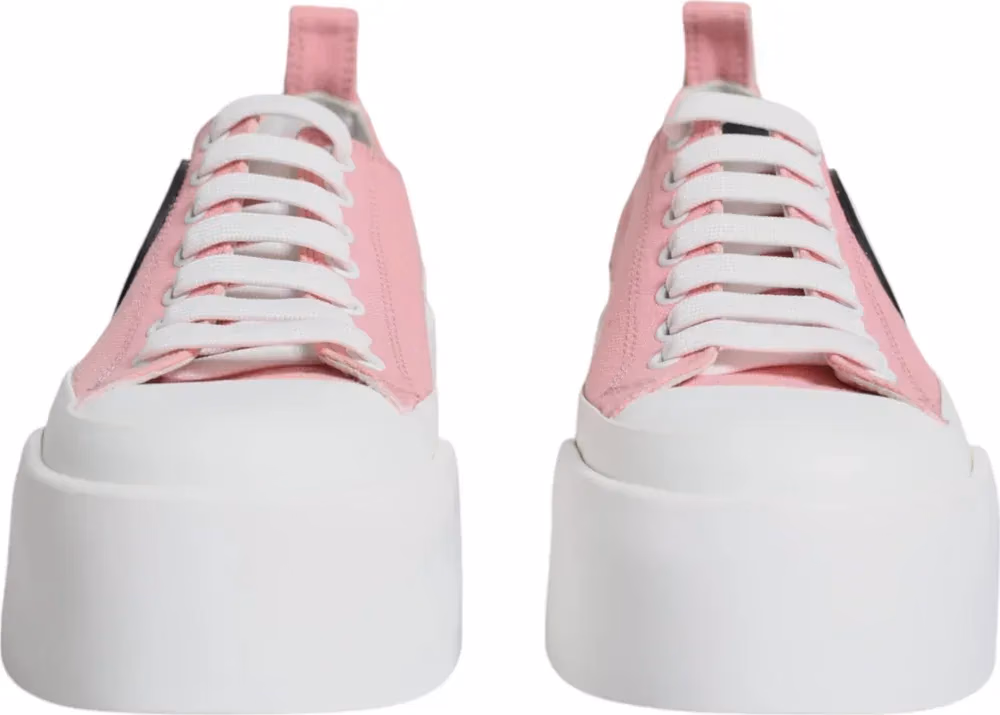 Dolce & Gabbana Pink White Canvas Logo Low Top Sneakers Shoes