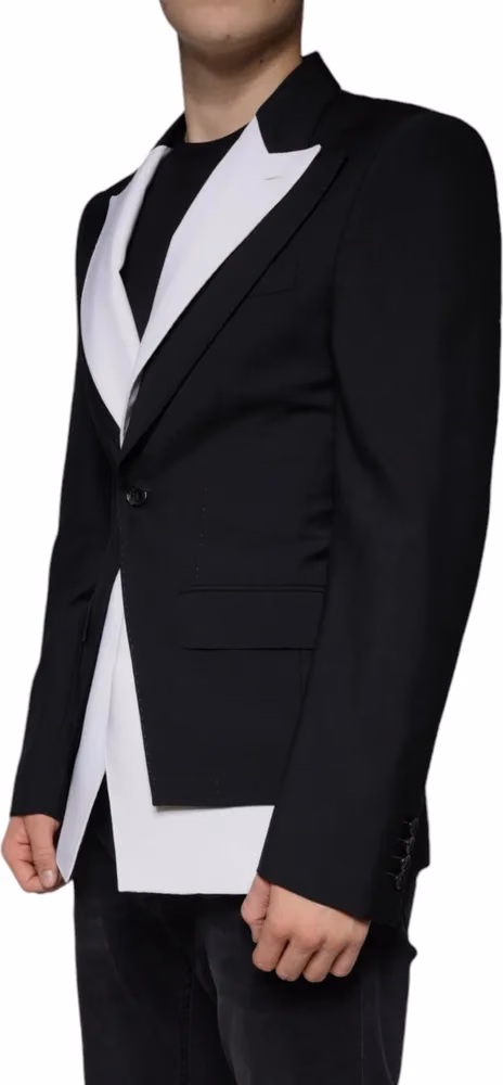 Dolce & Gabbana Dark Gray White Single Breasted Dress Blazer