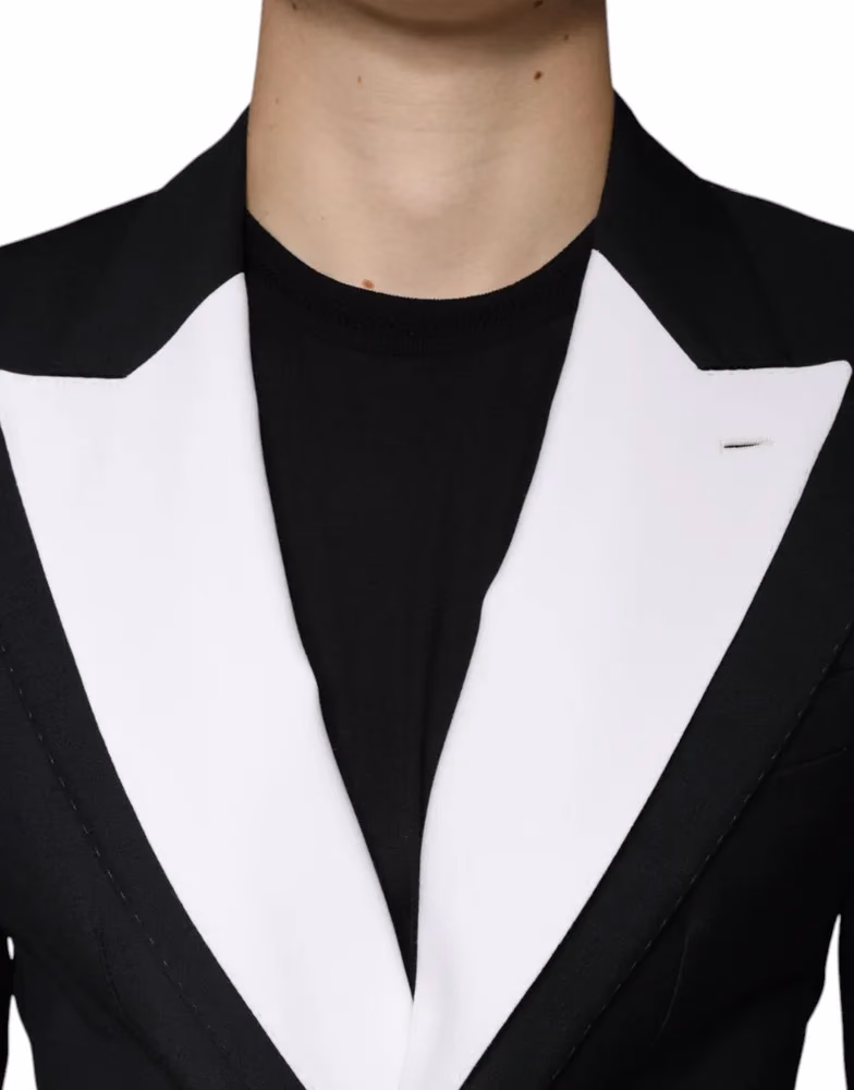 Dolce & Gabbana Dark Gray White Single Breasted Dress Blazer