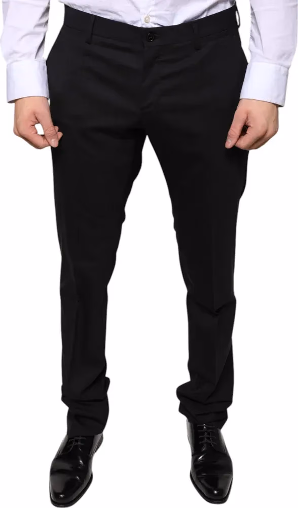 Dolce & Gabbana Black Wool Skinny Dress Formal Pants