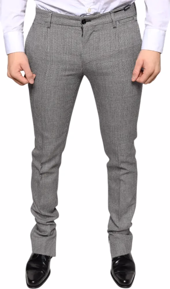 Dolce & Gabbana Gray Check Tartan Wool Skinny Pants