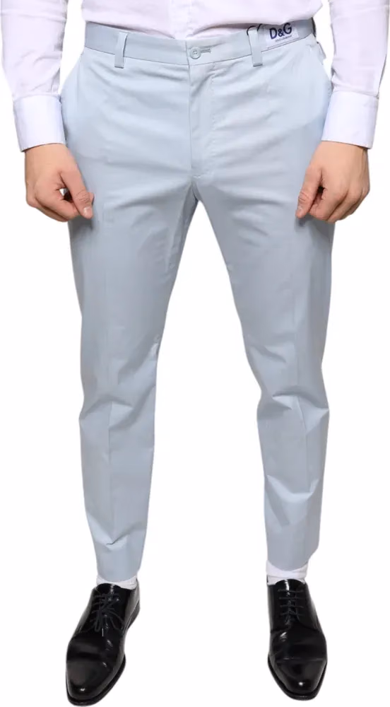 Dolce & Gabbana Light Blue Cotton Dress Pants