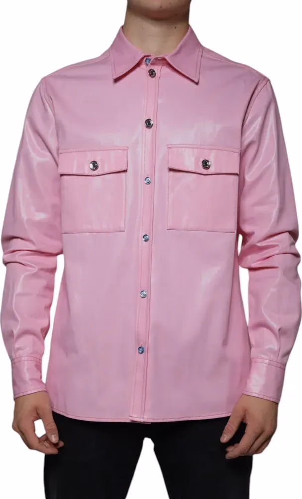 Dolce & Gabbana Pink Cotton Collared Button Down Shirt