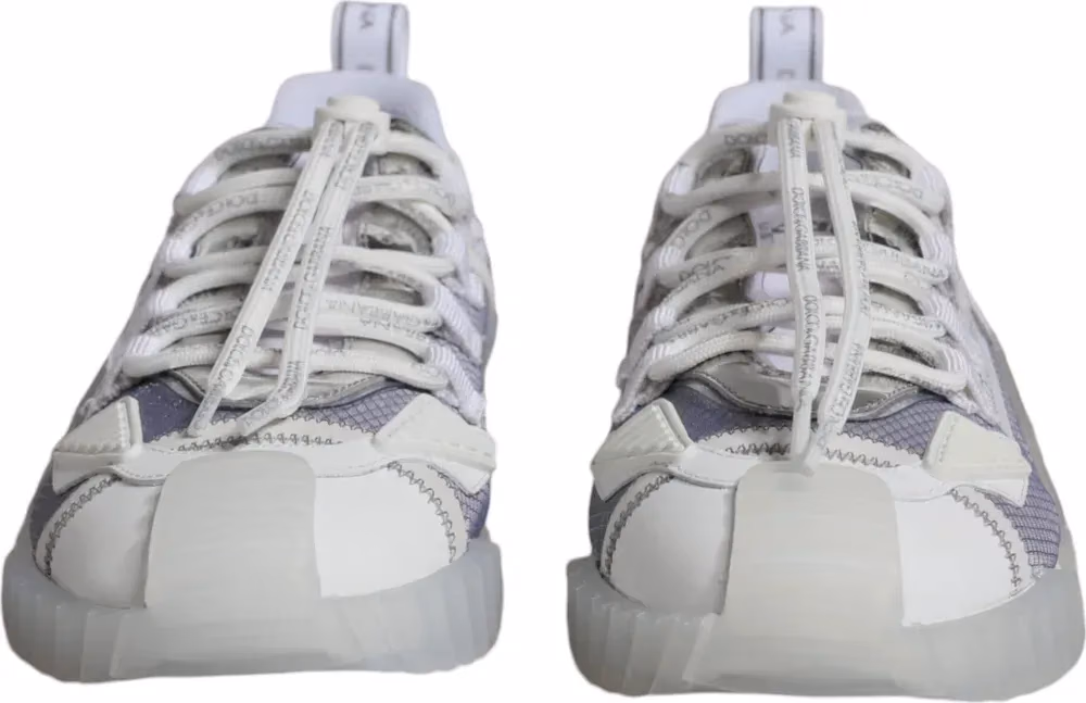 Dolce & Gabbana White Silver Low Top NS1 Sneakers Shoes