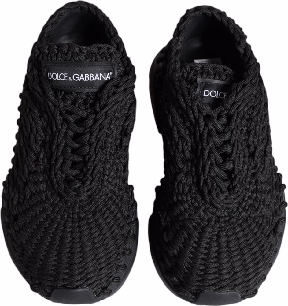 Dolce & Gabbana Black Knitted Daymaster Sneakers Shoes