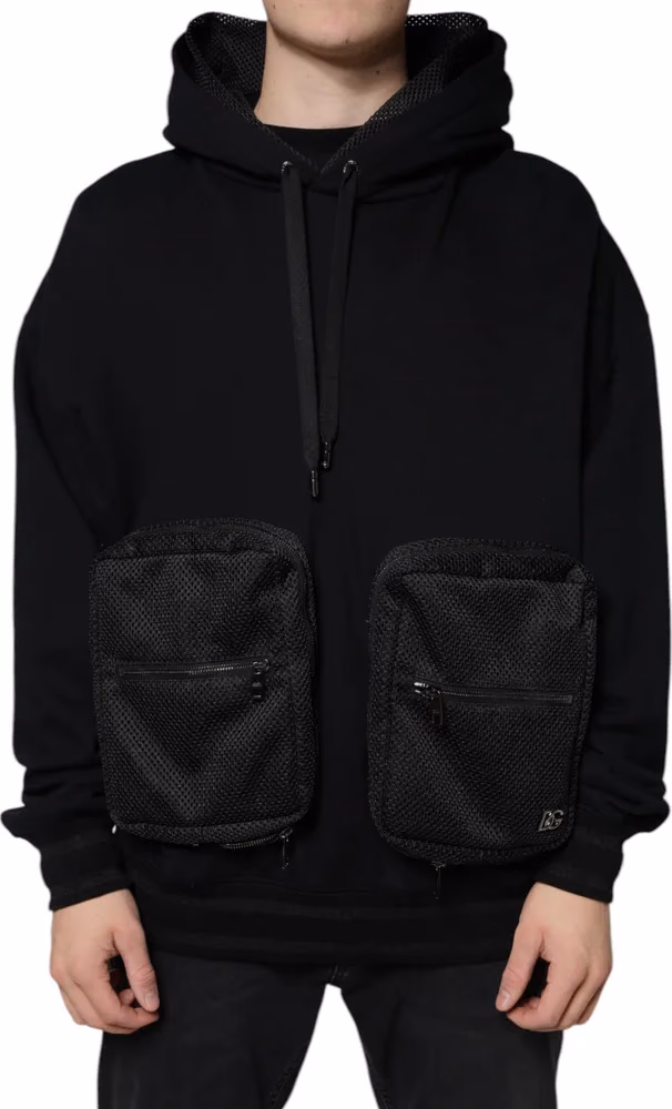 Dolce & Gabbana Black Hooded Pullover Men Sweatshirt Sweater