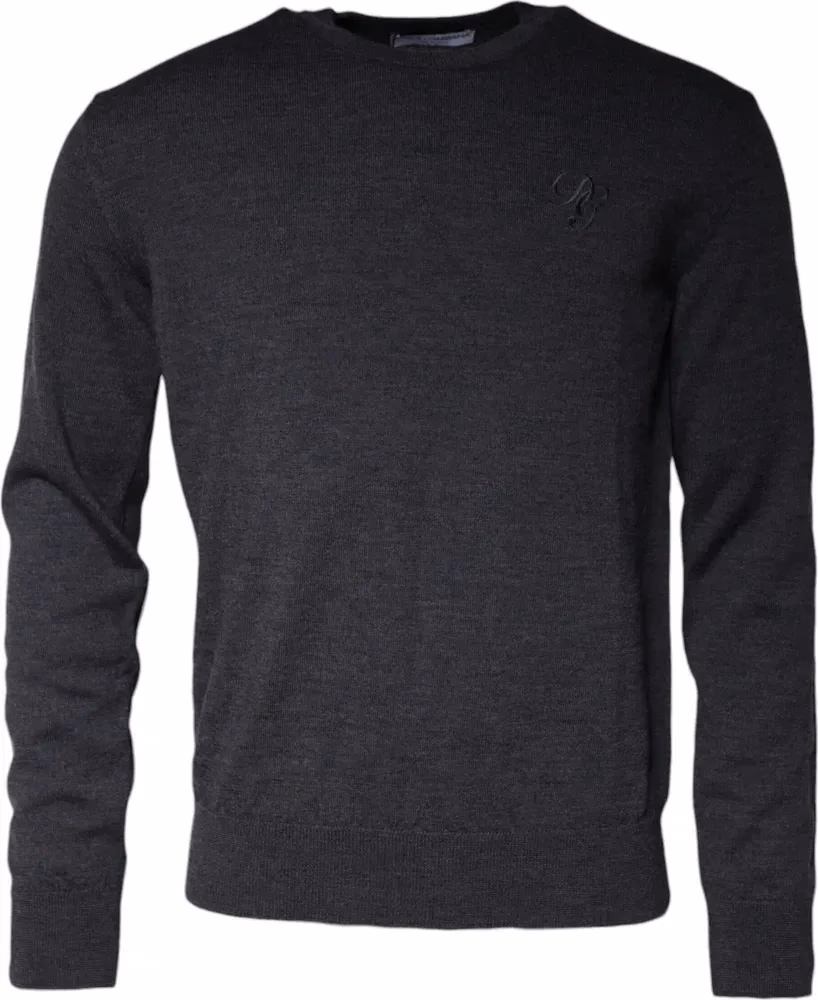 Dolce & Gabbana Dark Gray Wool Crew Neck Pullover Sweater
