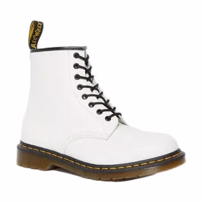 White Leather Lace-Up Boots