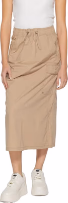 Beige Cotton Midi Skirt
