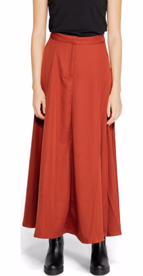 Red Polyester Long Skirt