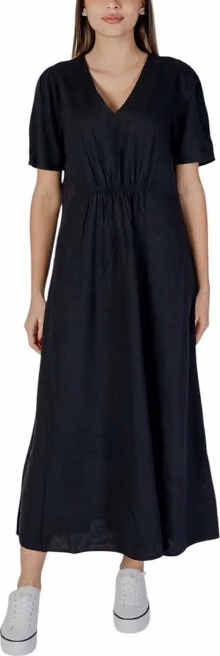 B.Young Black Linen Long Dress